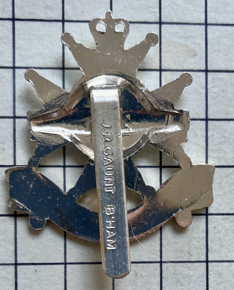 c1952-70 Sherwood Foresters (Nottinghamshire and Derbyshire Regiment) Anodised Aluminium Cap Badge