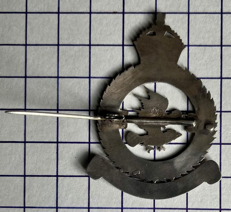 RAF 11th Bomber Squadron Large Locally Made Silver Sweetheart Badge