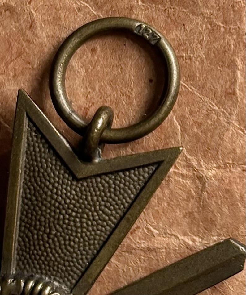 cWW2 German War Merit Medal 2nd Class with Swords Maker Marked '127'