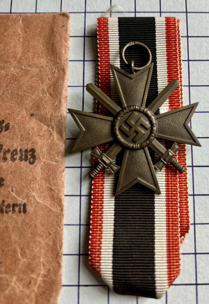 cWW2 German War Merit Medal 2nd Class with Swords Maker Marked '127'
