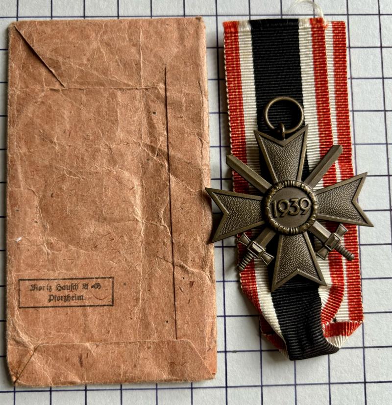 cWW2 German War Merit Medal 2nd Class with Swords Maker Marked '127'