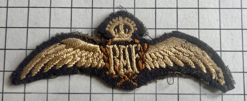 c1918, WWI Royal Air Force Pilot Qualification Cloth Wing Badge Patch