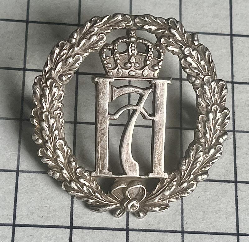 cWW2 Exile Free Norwegian Forces 1943 Hallmarked Silver Officer Cap Badge by Gaunt