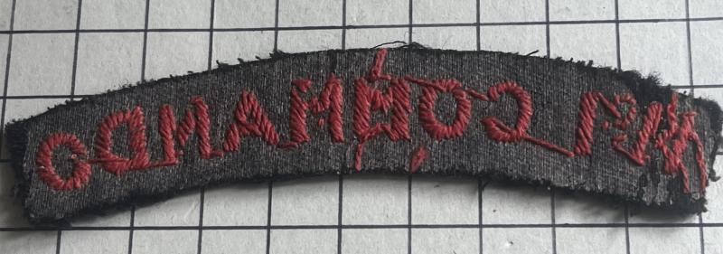 cWWII Number 1. Commando Shoulder Title Patch Badge c1940-47