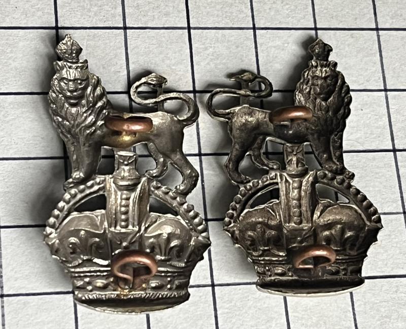 Pre 1952 Army Department Constabulary (ADC) Police Facing Pair of Large White Metal Collar Badges