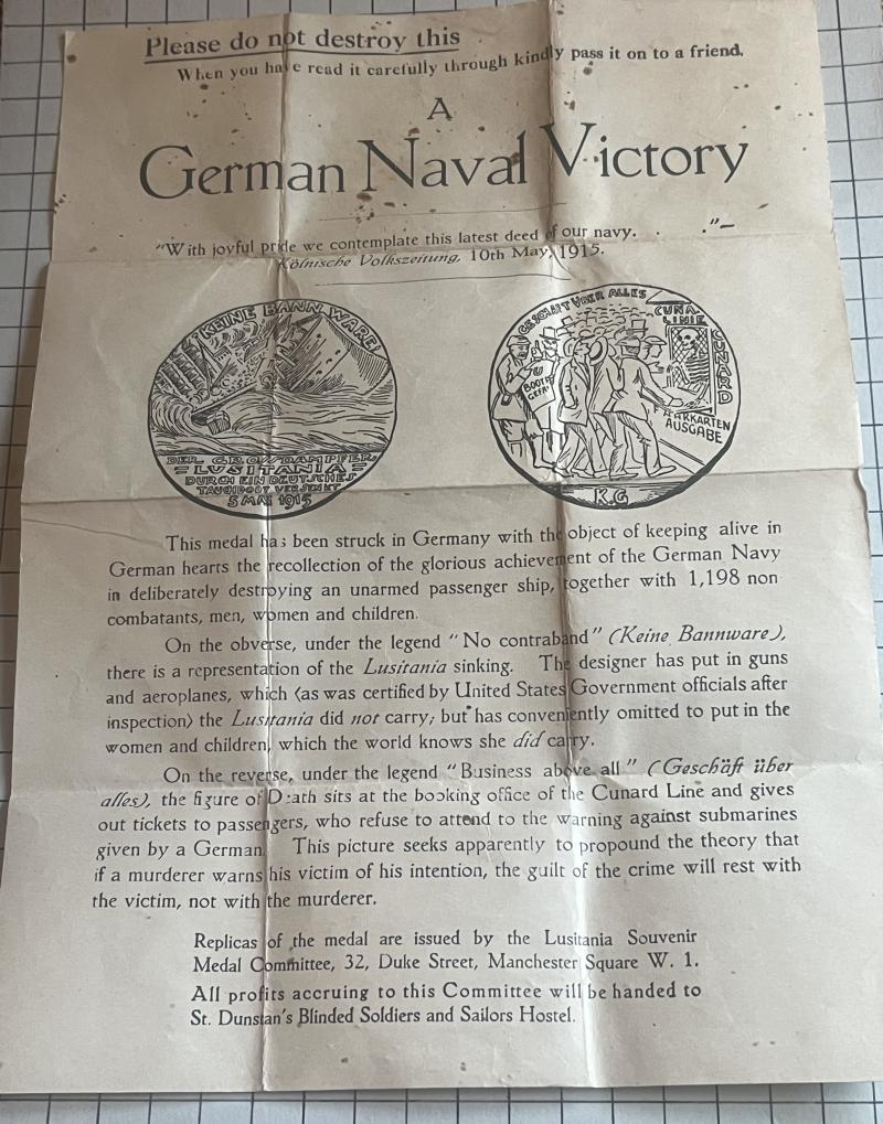 cWW1 RMS Lusitania Medal Boxed with Certificate Complete