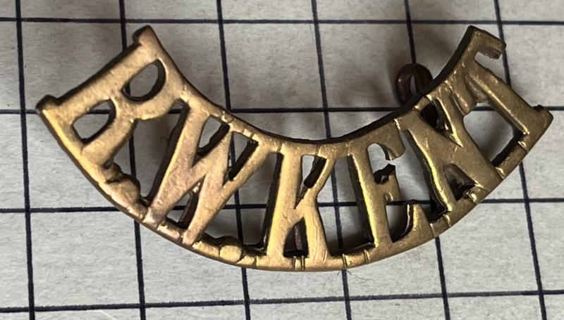 Royal West Kent (RWK) Regiment Brass Metal Shoulder Title Badge