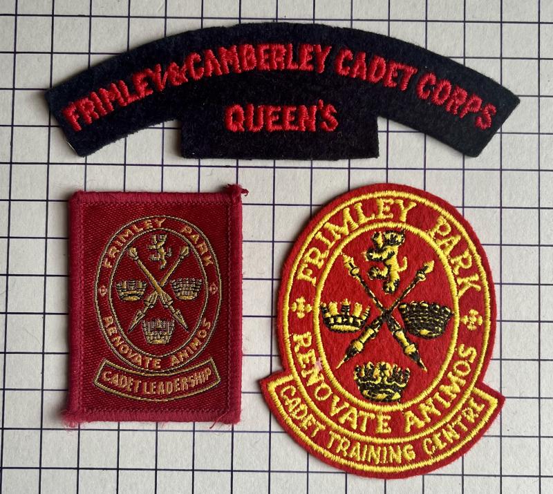 Frimley and Camberley Surrey Cadet Corps / Queen's Cloth Shoulder Title and Frimley Park Cadet Training Centre Patches