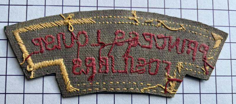 cWW2 Canadian Princess Louise Fusiliers British Made Cloth Shoulder Title