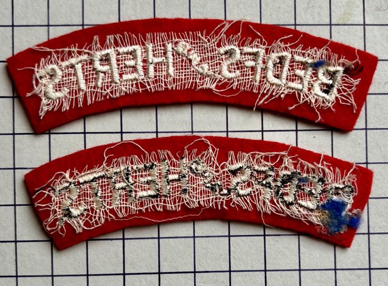 c1950s Pair of Bedfordshire and Hertfordshire Shoulder Title Patches