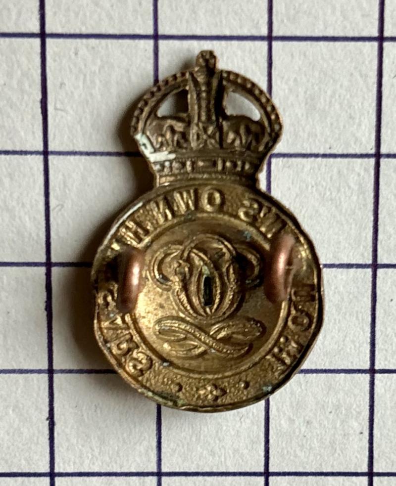 7th Queen's Own Hussars King's Crown Bi-Metallic Other Ranks' Collar Badge