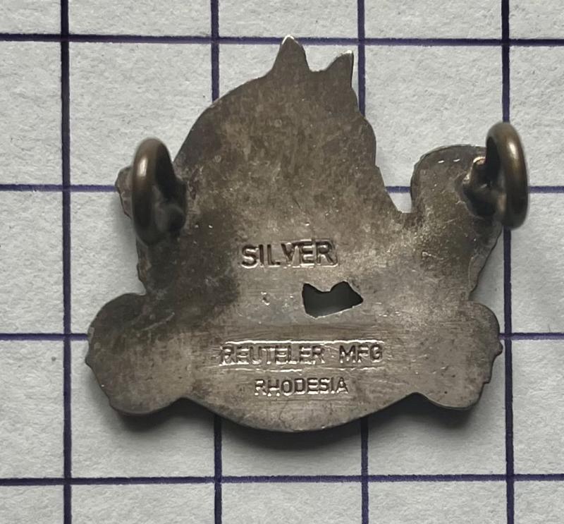 Rhodesian War Period Silver Marked Officer Pattern Grey Scouts Cap Badge