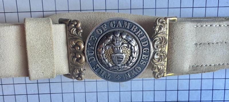 c1881-1902 The Duke of Cambridge's Own (Middlesex Regiment) Officer's Pattern Waist Belt Clasp & Buff Leather Belt