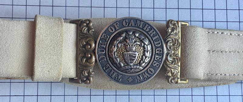 c1881-1902 The Duke of Cambridge's Own (Middlesex Regiment) Officer's Pattern Waist Belt Clasp & Buff Leather Belt