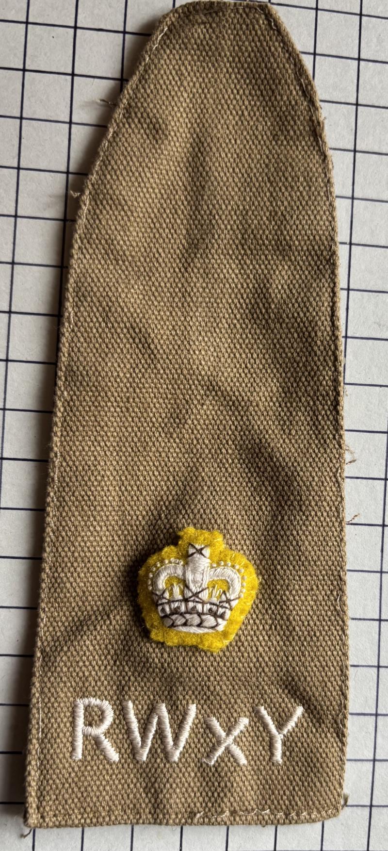 Royal Wessex Yeomanry (RWXY) Cloth Shoulder Title Badge Patch
