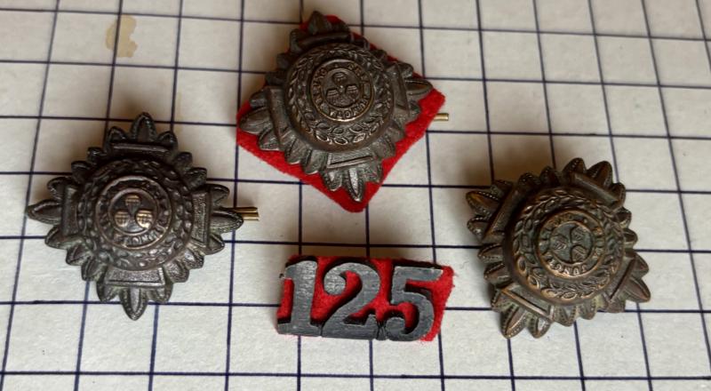 cWW1 India 125th Napier's Rifles Regiment Metal Shoulder Title and Rank Pips