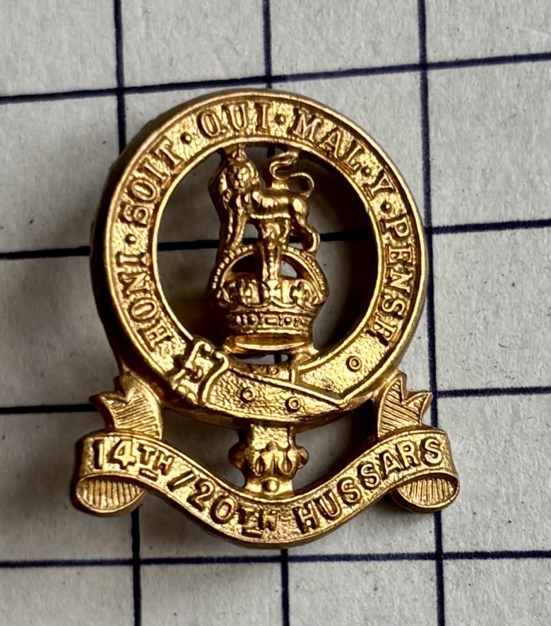 Pre-1952 14th/20th Kings Hussars Brass Other Ranks Collar Badge