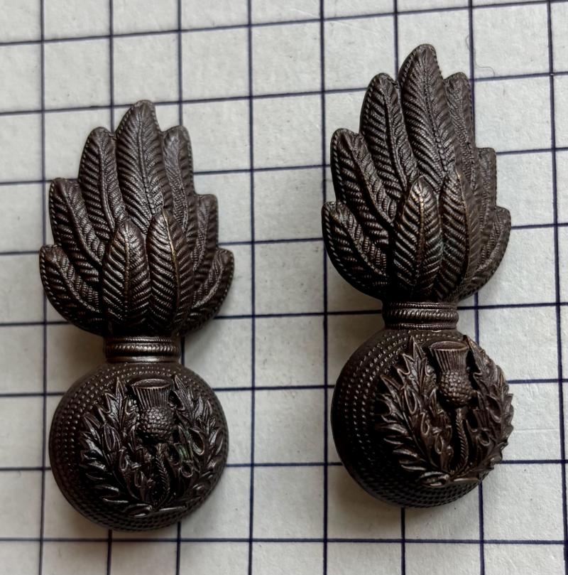 Pair of Royal Scots Fusiliers (RSF) Officer's Service Dress (OSD) Bronze Collar Badges