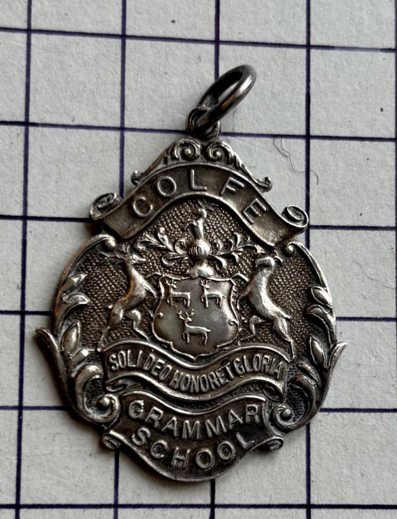 1926 HM Silver Colfe's Grammar School London Medal Pendant Fob