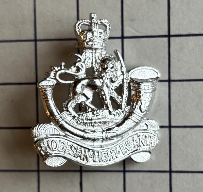 c1965-72 Rhodesian Light (RLI) Infantry Anodised Aluminium Collar Badge
