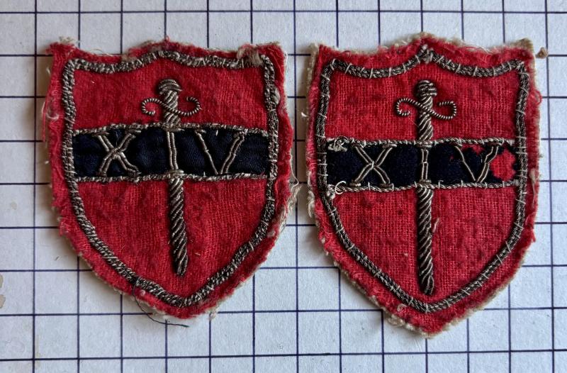 cWW2 Matched Pair of 14th Army Officer's Cloth Formation Sign Badges